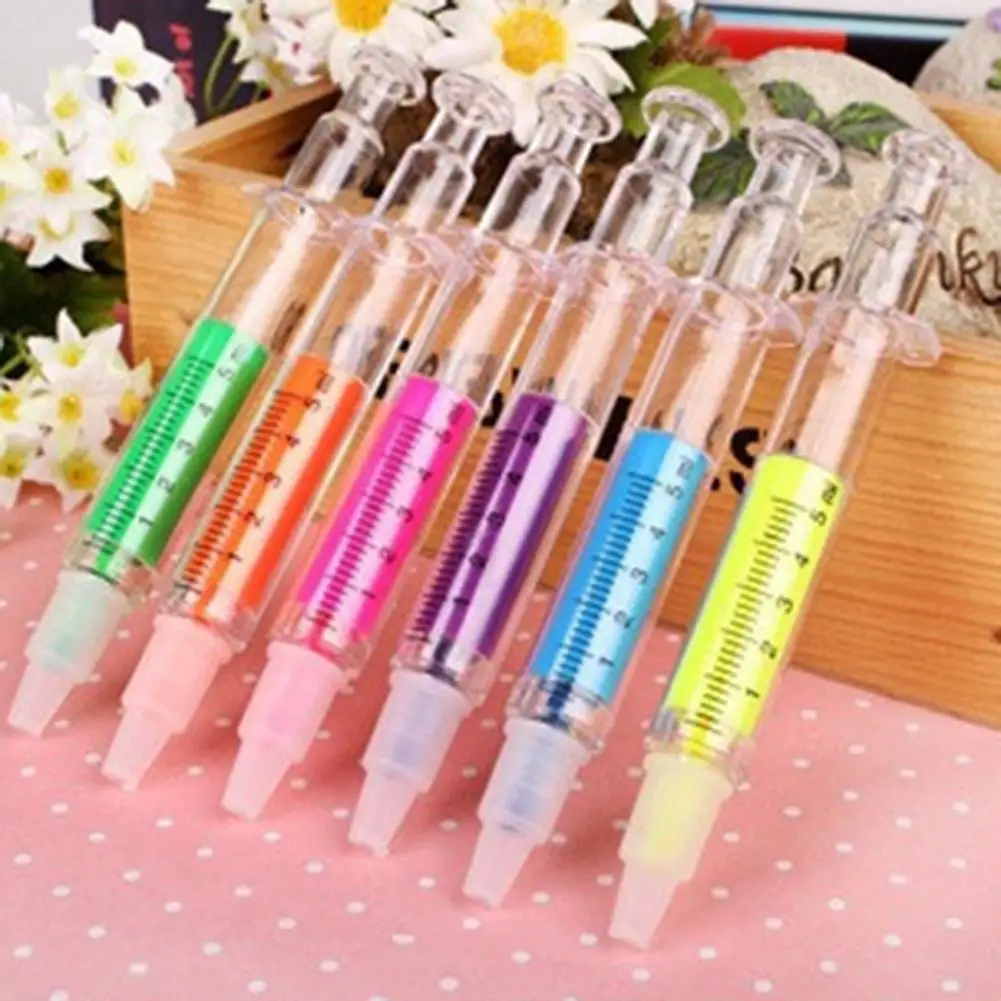 

6Pcs/Set Cute Highlighter Pen Stationery Double Headed Fluorescent Marker Pen Mark Pen Novelty