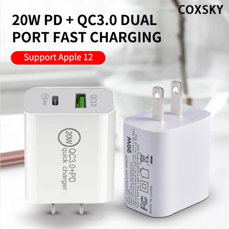 

Latest 20w Pd Usb C Charger For Iphone 12 Pro 11 Xs charger cable Type C Qc 3.0 on androind Mobile Phone xiaomi samsung Charger