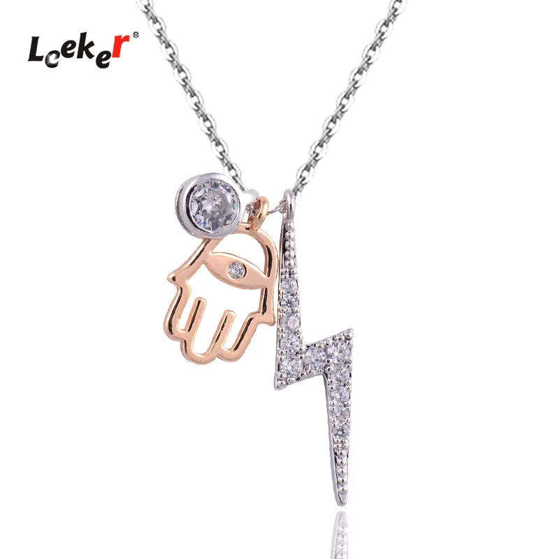 LEEKER Хрустальная молния ручная подвеска очаровательные ожерелья розовое золото