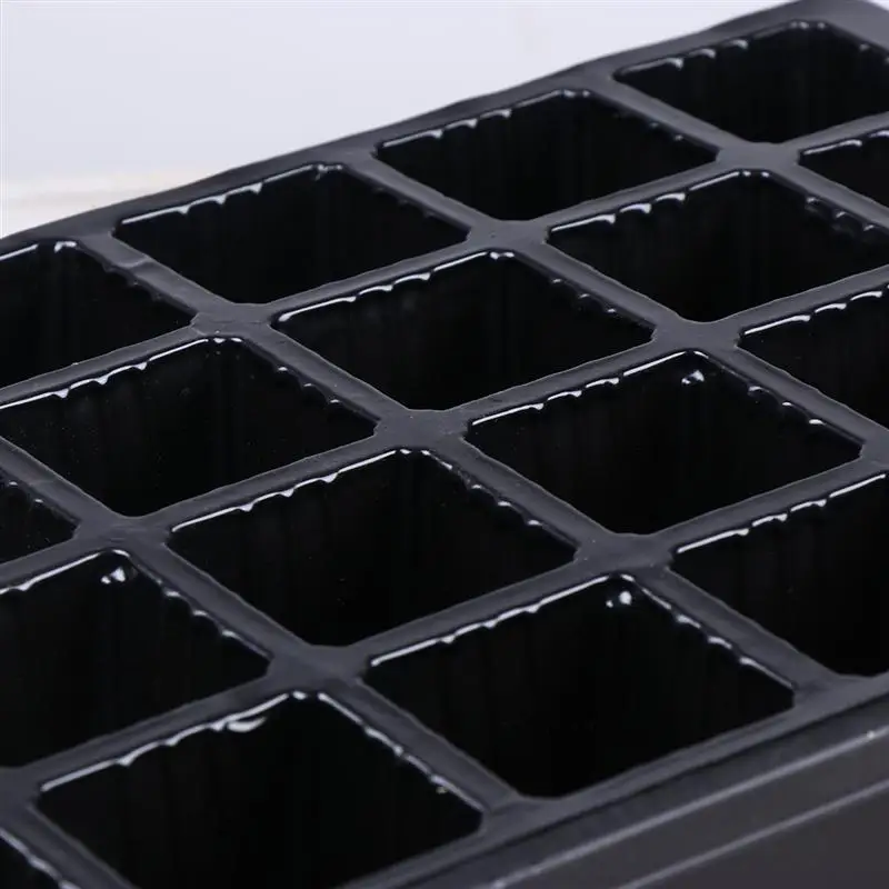 

1 Set 24 Cells Seedling Trays Plant Flower Nursery Pot Growing Container Gardening Supplies (Black Cover + Tray + Plate Hole)
