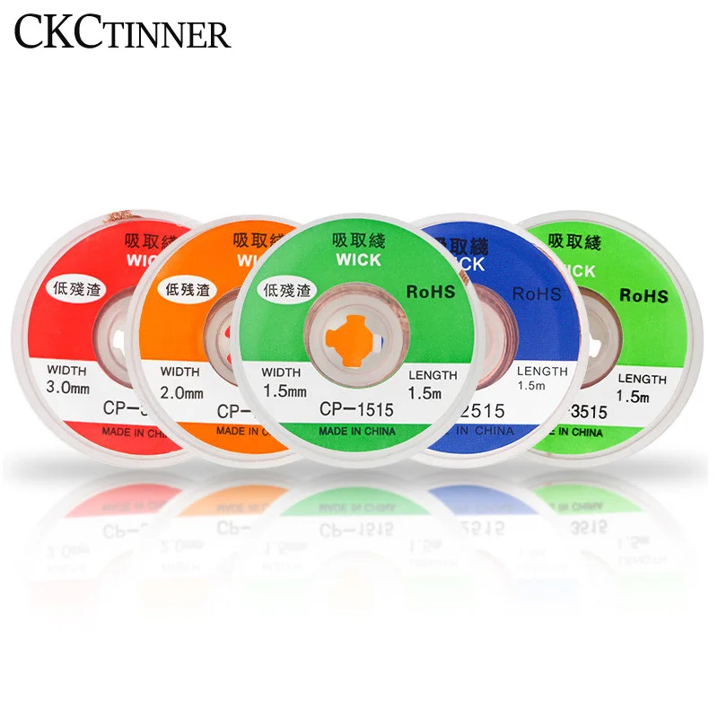 

Desoldering Wire 1.5/2.0/2.5/3.0/3.5mm Suction Tin Desoldering Wick Solder Braid Wire for PCB Tin Remove Welding Tool