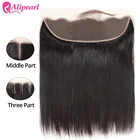 Алиперл волосы от уха до уха Кружева Фронтальная застежка 13X4 свободная часть с детскими волосами предварительно выщипанные бразильские Прямые Человеческие волосы Remy Волосы