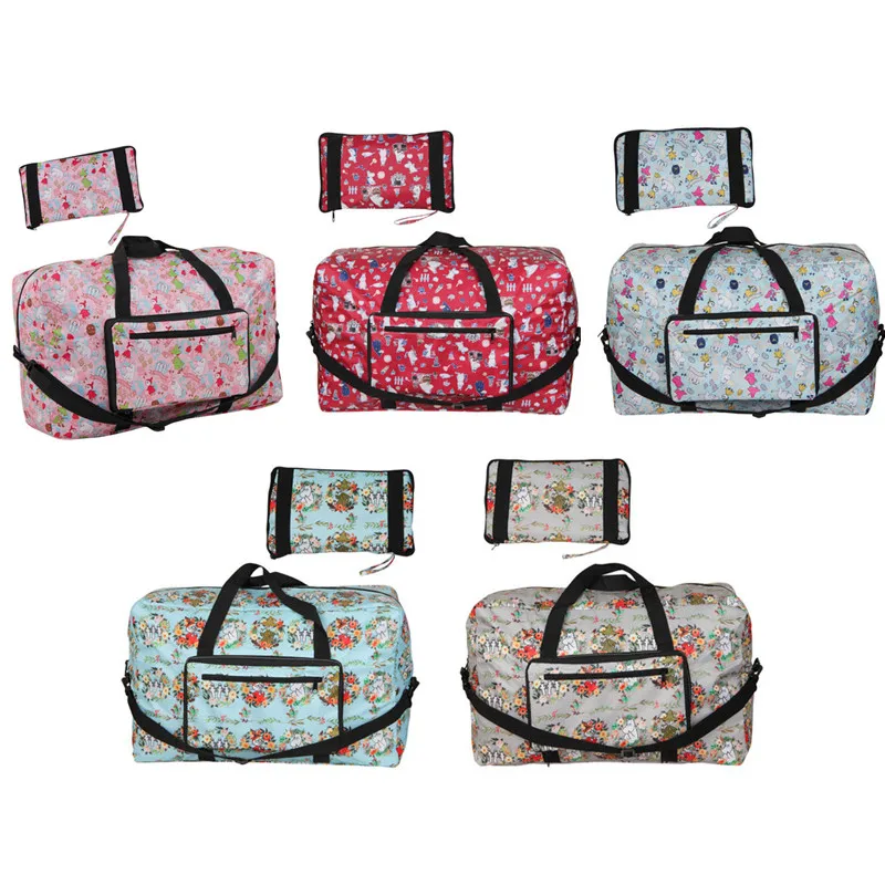 

New Fashion Cartoon Woman Big Waterproof Nylon Fold Travel Bags Kids Messenger Bag For Children