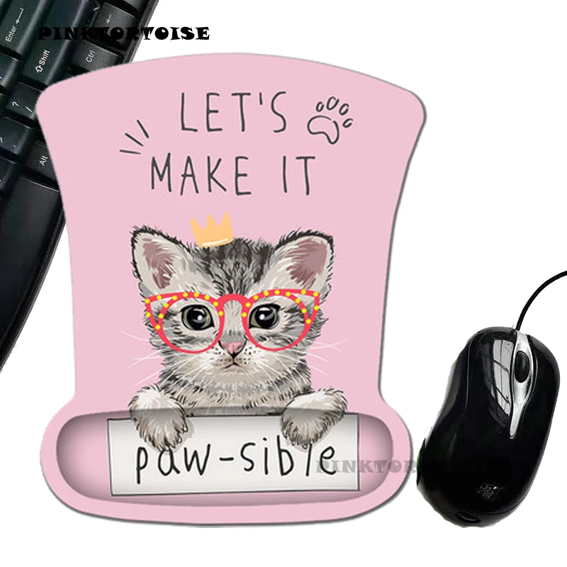 PINKTORTOISE коробки Мышь pad креативные очки cat Силиконовые коврик для мышки Поддержка
