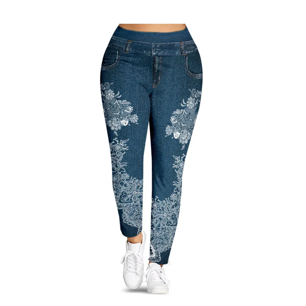 Фото Wipalo размера плюс 5XL 3D джинсы джинсовые леггинсы с принтом женские фитнес