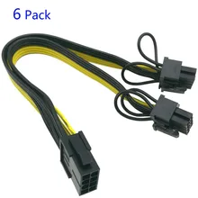 6pcs CPU 8 Pin Female To Dual PCIe 2X 8 Pin (6+2) Male Power Adapter Splitter Cable For Graphics Card BTC Miner 9-inch