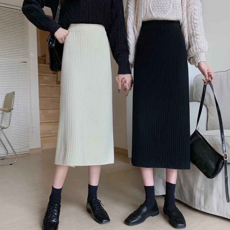 

No. 1 family a autumn Korean high waist thin medium length skirt