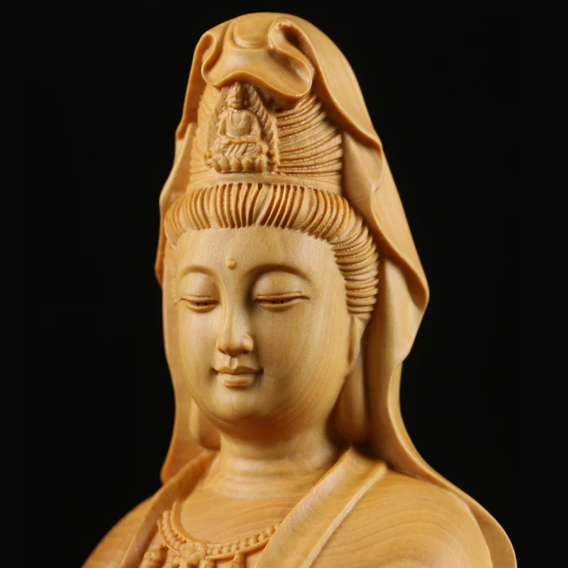 Фото 22cm Chinese solid wood Guanyin Buddha sculpture home decoration accessories car office supplies Buddha decoration crafts №2