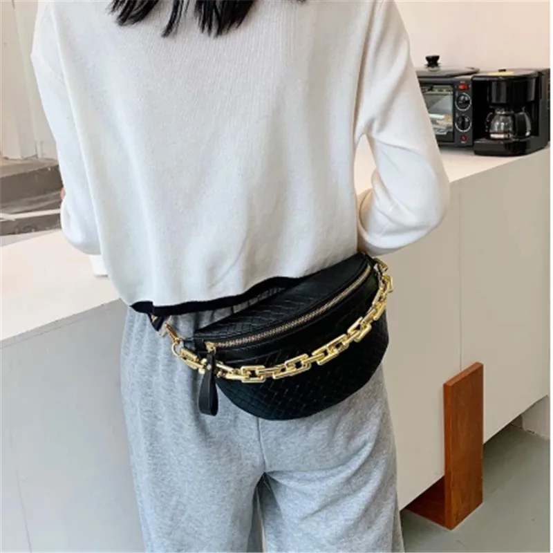 

Женская забавная сумка hick Chain, Кожаная поясная сумка в клетку, роскошные дизайнерские сумки на плечо, Женская поясная сумка