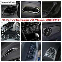 carbon fiber dashboard frame door speaker head light cover trim interior accessories for volkswagen vw tiguan mk2 2016 2022