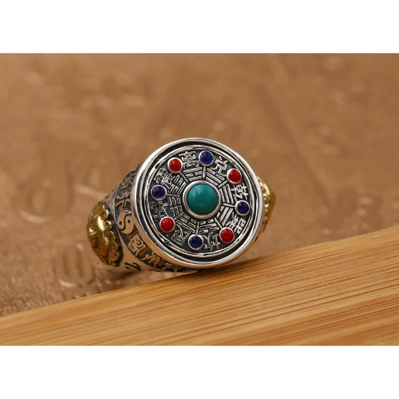 Подлинное солидное мужское серебряное кольцо s925 в стиле ретро античное для