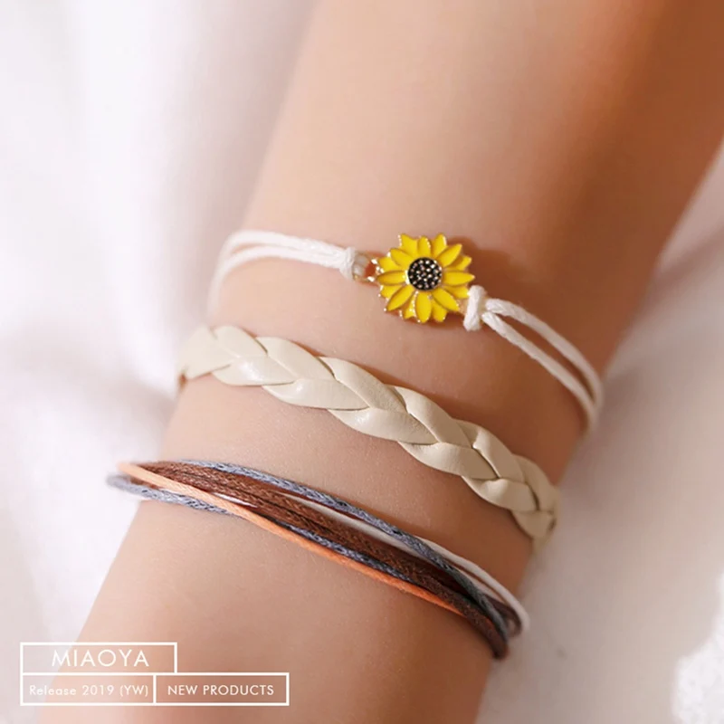 Богемный стиль ромашка из трех частей браслет ручной работы Хризантема с