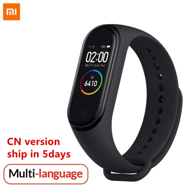 CN vers ship 5 days Xiaomi Mi band 4 smart AI фитнес-трекер для измерения сердечного ритма 50 м водонепроницаемый сенсорный цветной экран Bluetooth 5,0 браслет - Цвет: CN vers ship 5 days