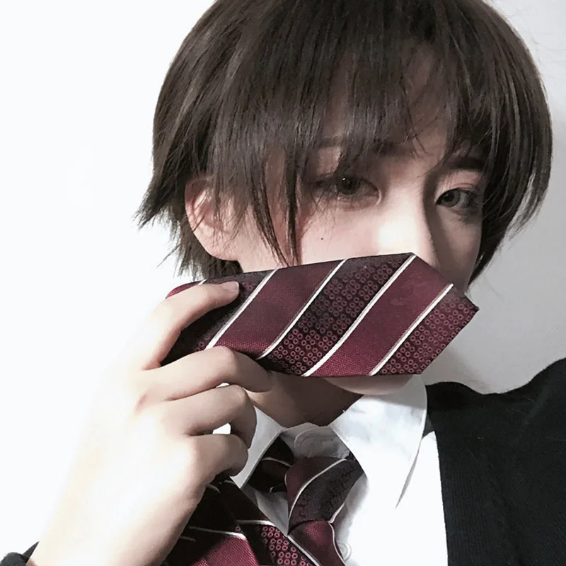 

Black White Purple Short Hair Cosplay Wig Male Party High Temperature Fiber Synthetic Hair Wigs Halloween Party Wig Anime Decor