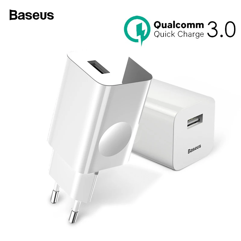 Baseus 24 Вт Быстрая зарядка 3,0 USB зарядное устройство для samsung Xiaomi huawei Быстрая зарядка QC 3,0 зарядное устройство для мобильного телефона для путешествий EU US Plug