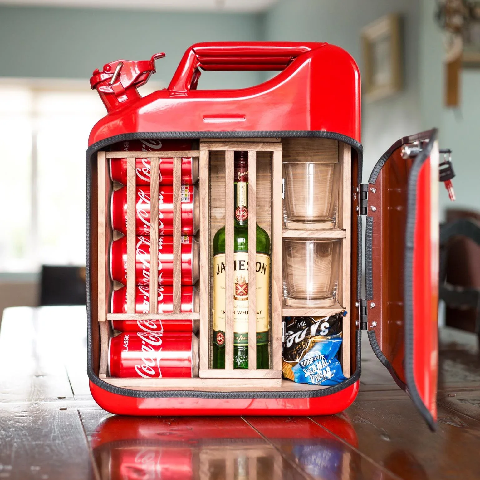 

Jerry Can Bar Mini Gasoline Barrel Wine Cabinet Display Drink Barrel Organizer Box Mini Bars Shelf Funny Gift For Dad Hus