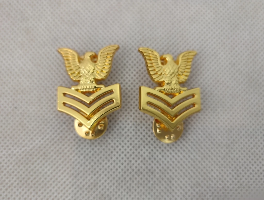 Пара золотых металлических булавок для воротника военно-морских сил США/морских