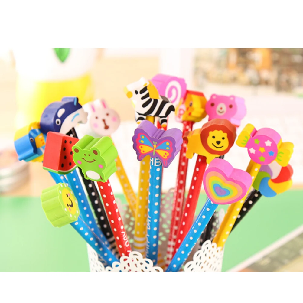 1 шт. деревянный карандаш для студентов с изображением животных резиновой