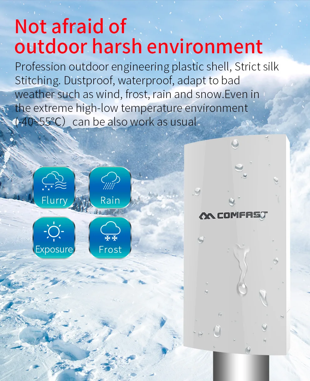 COMFAST 1KM 300Mbps Wireless Router CPE Outdoor wireless bridge wi-fi repeater cpe RJ45 port long range for Elevator monitoring - купить по