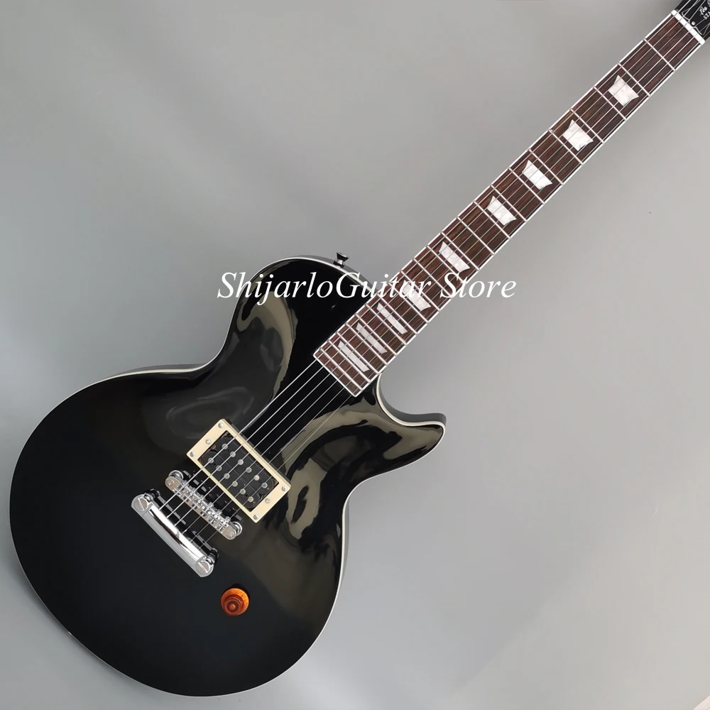 

Custom LP electric guitar, black body, rosewood fingerboard, chrome hardware, single pickup, free shipping