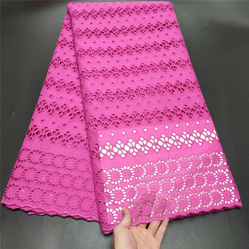 

5 ярдов, сухая кружевная ткань, новейшая Тяжелая вышивка бисером, африканская швейцарская вуаль из 100% хлопка, популярная в Дубае, для вечерни...