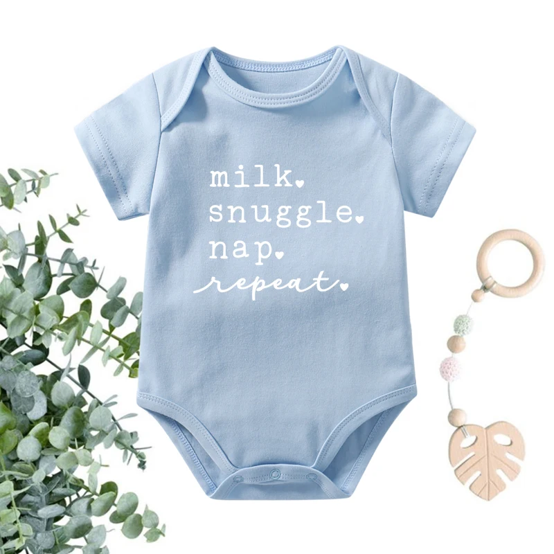 Mono de algod&oacute;n de manga corta para beb&eacute;s y ni&ntilde;as, peleles con estampado de repetici&oacute;n para reci&eacute;n nacidos-4