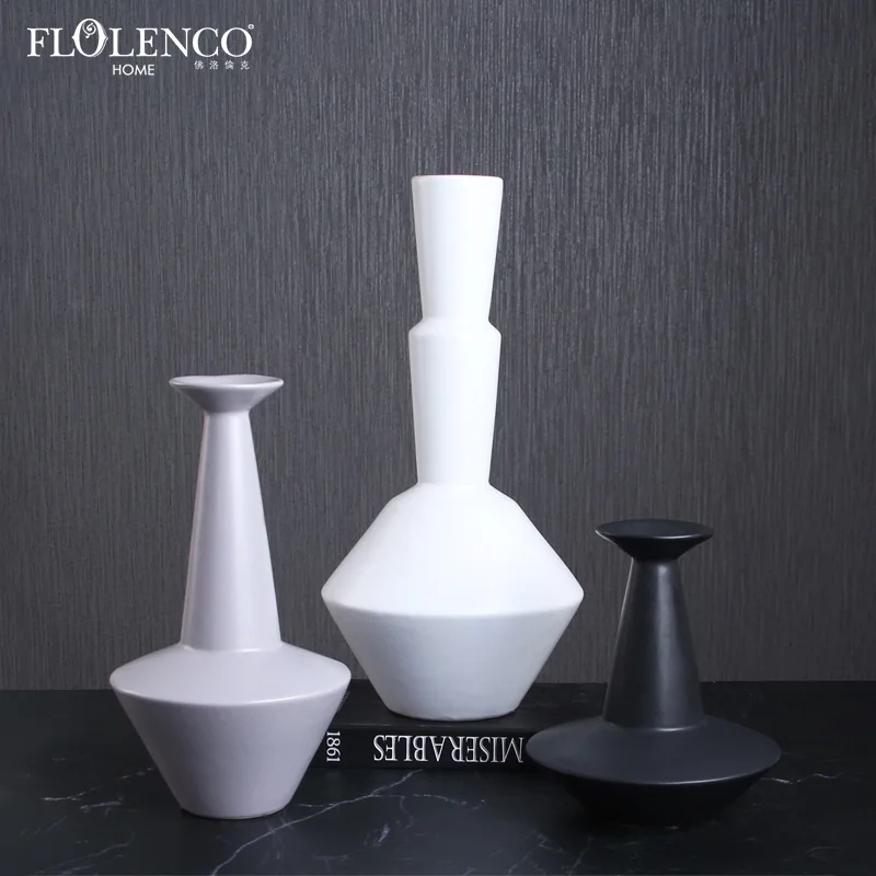 

Nordic minimalist ceramic edge Vase Decoration fashion modern senior grey living room model room home accessories