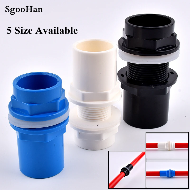 3 Colors 20~50mm Aquarium Drain Joint PVC Pipe Water Inlet Outlet Fittings Overflow Thread Water Tank Supply Fish Tank Connector