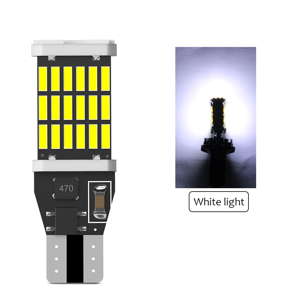 

2X Canbus T15 W16W WY16W светодиодный ные лампы 4014 45SMD для авто Bcakup задняя фара Автомобильная задняя фонарь без ошибок Белый Красный Янтарный 6000K