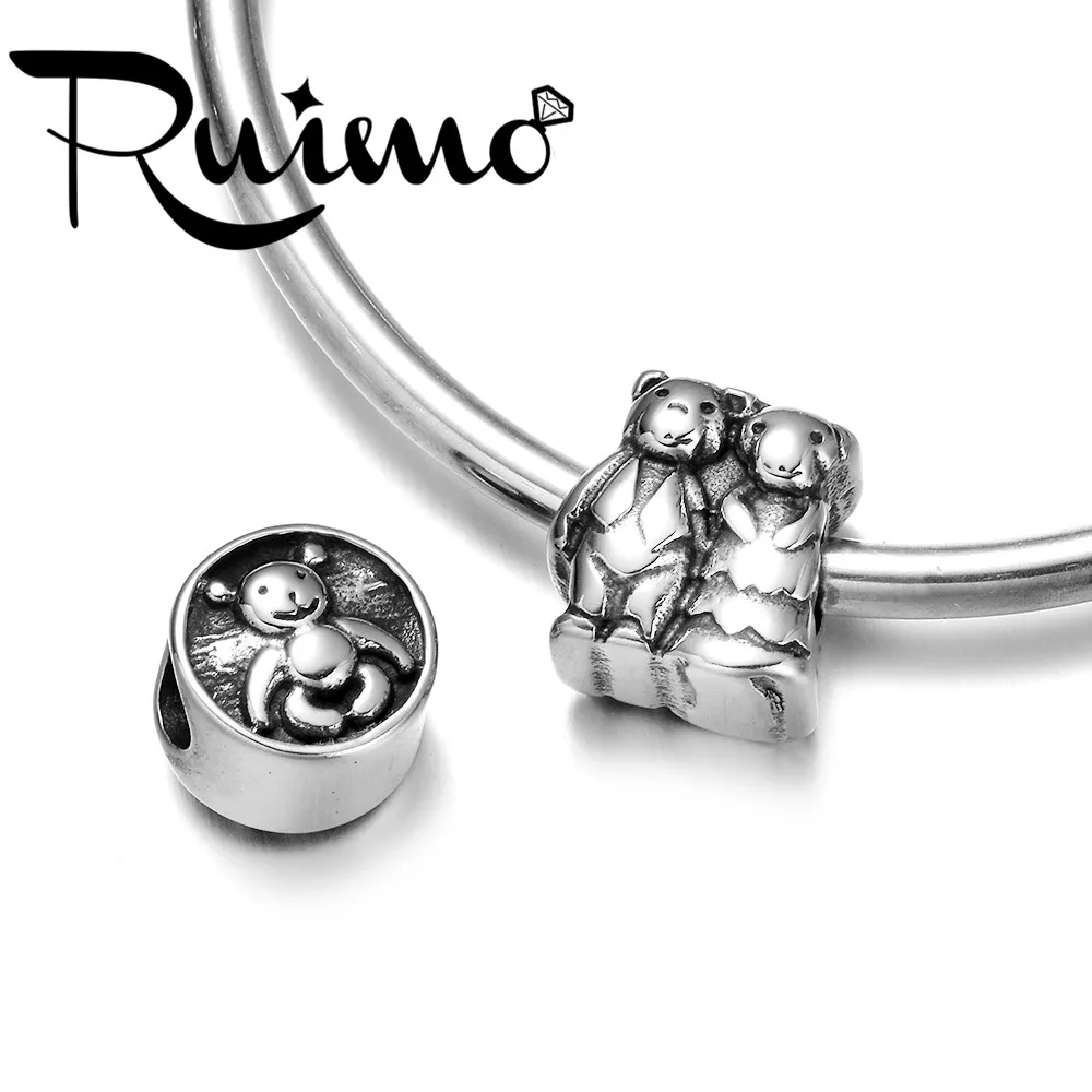 RUIMO очаровательные европейские бусины медвежонок металлические с большим