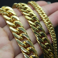 71012mm 18k gold plated 316l stainless steel curb cuban link chain necklaces for men women jewelry gift 16 40inch