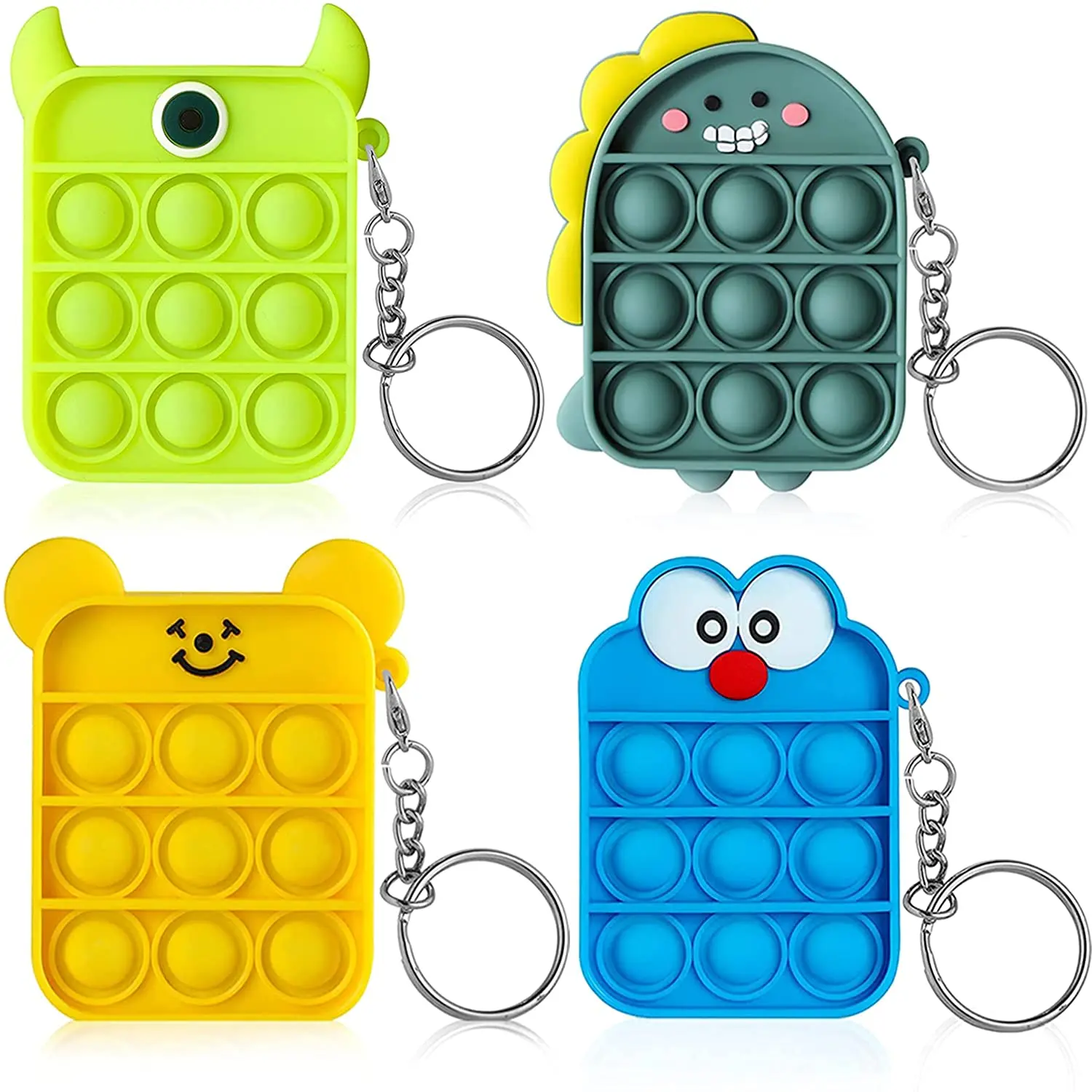 

Cartoon Pop It Keychain Simple Dimple Stress Release Toys Anti-Stress Fidget Bag Pendant Decoration Kid's Holiday Squeeze Toy