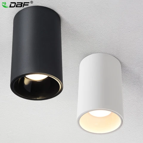 [DBF] Круглый черный/белый корпус светодиодный COB поверхностный светильник 15 Вт 20 Вт с высоким отражением 3000 К/4000 к/6000 К точечные потолочные светильники