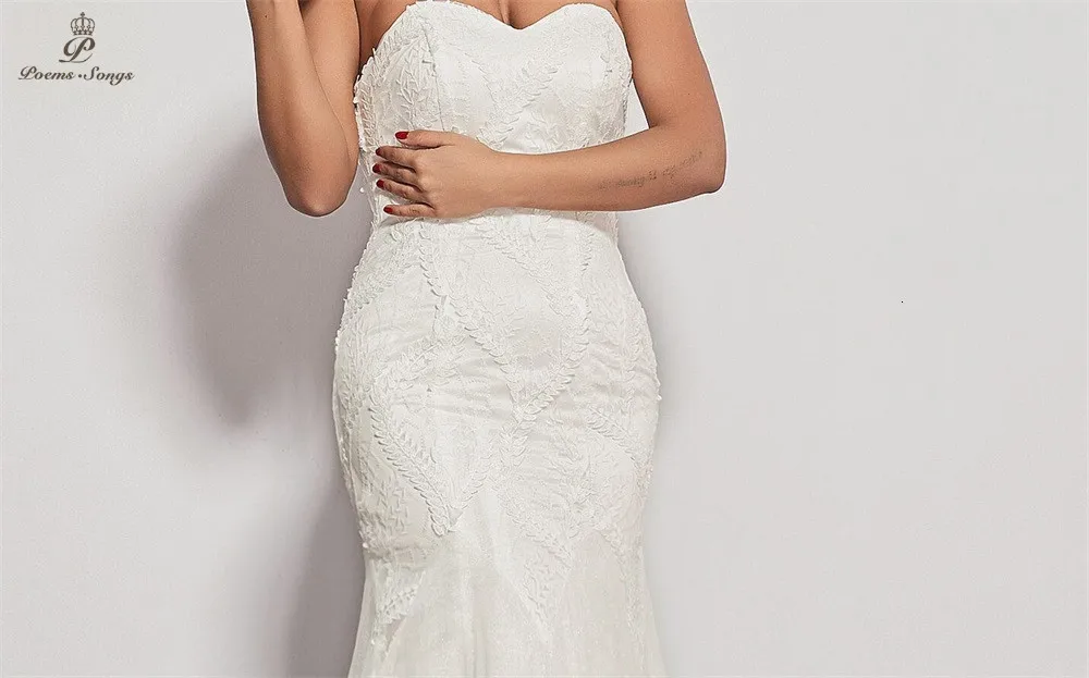 PoemsSongs Новое свадебное платье без бретелек vestidos de novia свадебное платье Русалка свадебное платье сексуальное платье для женщин