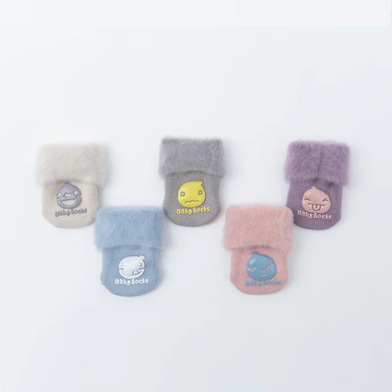 Плотные детские носки для новорожденных пушистые зимние мягкие теплые детей