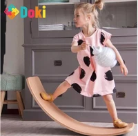 doki toy swing child wooden toy indoor curved double baby swing plate outdoor seesaw yoga board outdoor toys for children