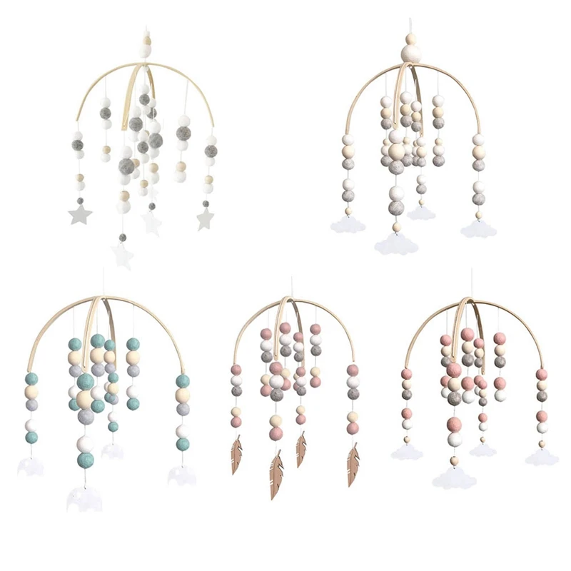 Ins деревянные бусины ветряные колокольчики и шерстяные шарики подвесные для
