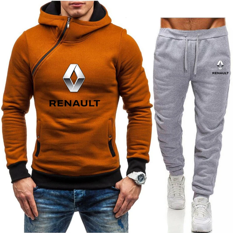 

Men's Sets RENAULT car logo Brand Zipper Hoodies Sportswear Tracksuits Hot Men's Hoodies+Pants Male Streetswear Coat Jackets