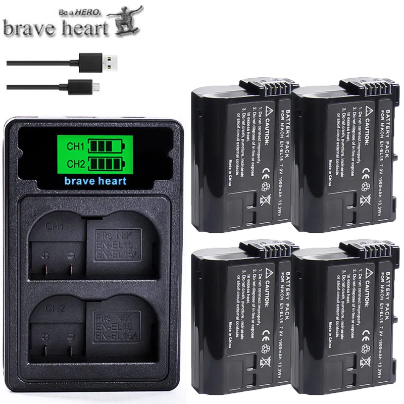 EN-EL15 EL15 EN-EL15a ENEL15a RU EL15a Батарея+ USB Dual Зарядное устройство для Nikon D850 D810 D810A D750 D500 D7500 D7200 D7100 - Цвет: charger and 4battery