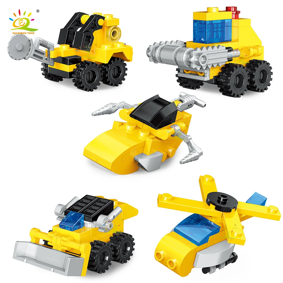 HUIQIBAO Random 1 PC Car City Multifunctional Engineering Vehicle Building Blocks Boys DIY Excavator Bulldozer Construction Toys | Игрушки и