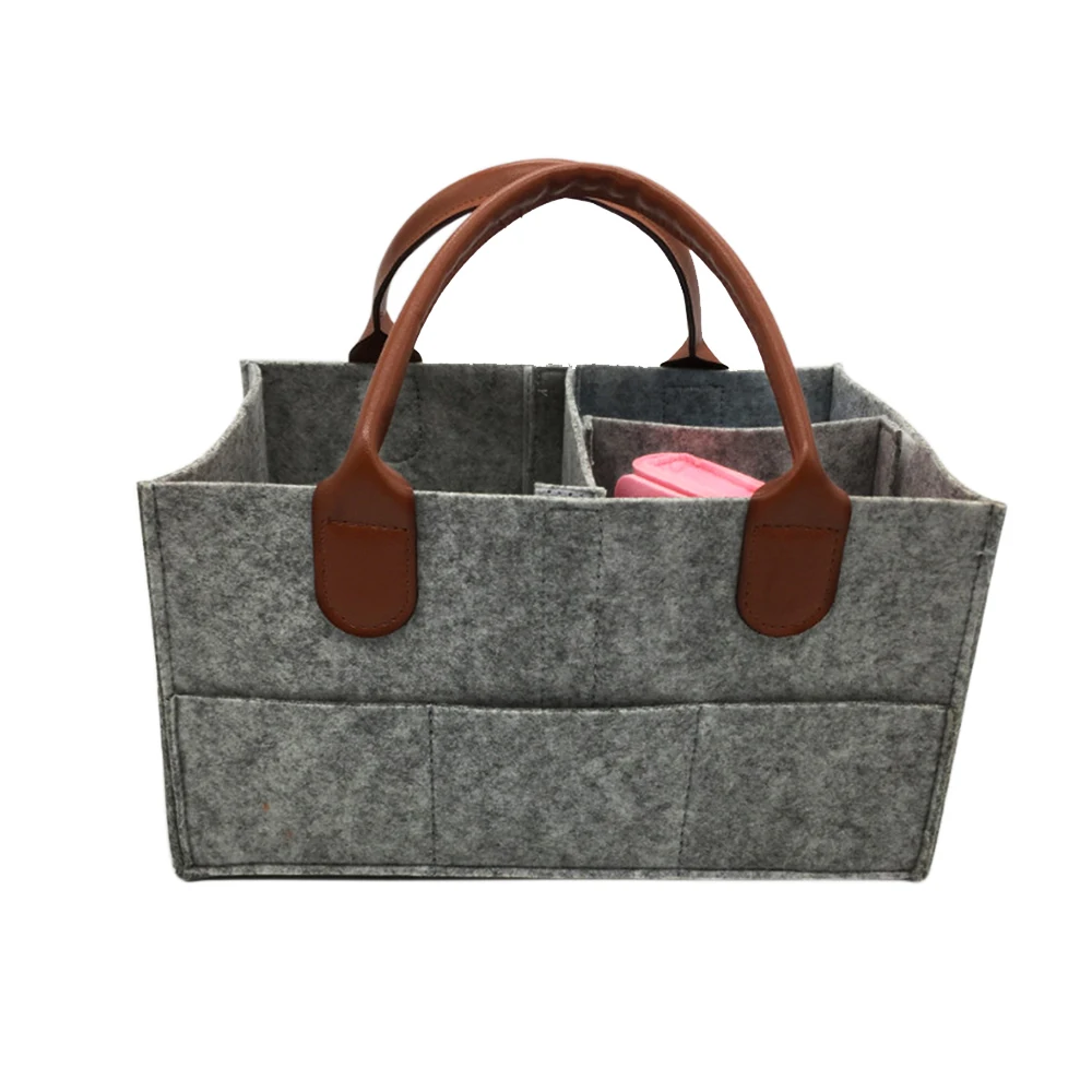 dark gray 33-23-18cm CYSINCOS сумка для хранения из войлочной ткани, складная детская сумка для пеленок большого размера, пеленальный столик, органайзер, корзина для хранения игрушек, автомобильный Органайзер - Цвет: dark gray 33-23-18cm