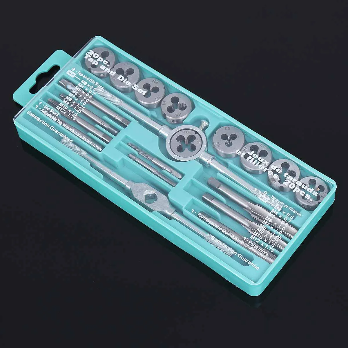 

20pcs Tap And Die Set M3-M12 Screw Thread Metric Taps Durable Wrench Dies DIY Kit External Thread Cutting Tapping Hand Tools