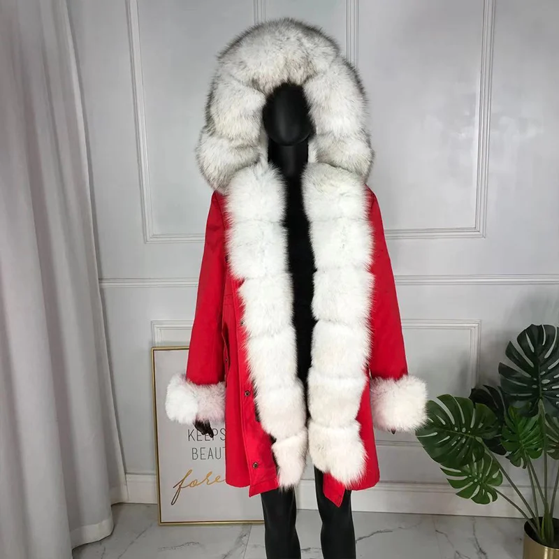 Новые чернобурки меховой парка пальто женские трикотажные silver fox меховой подкладке парки Черный зимой толстые Настоящее пальто с мехом теплые женские верхняя одежда - Цвет: 8