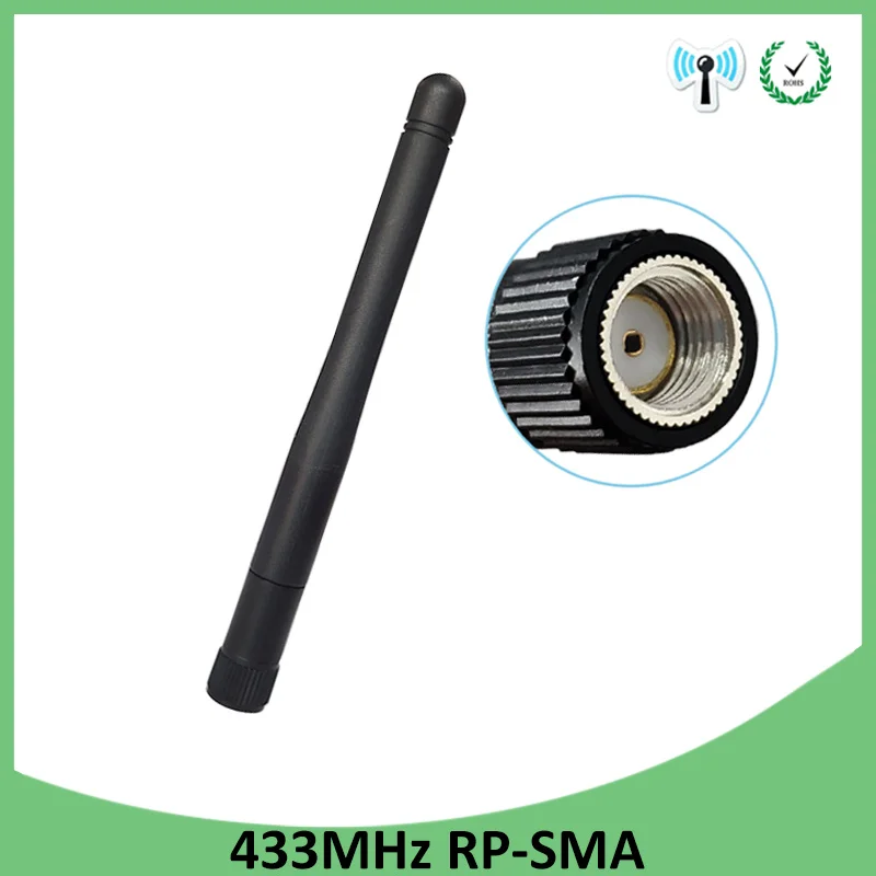 Grandwisdom 5pcs 433MHz antenna 3dbi RP-SMA Connector 433mhz IOT rubber antenne for wireless watermeter Gasmeter Lorawan Emeter