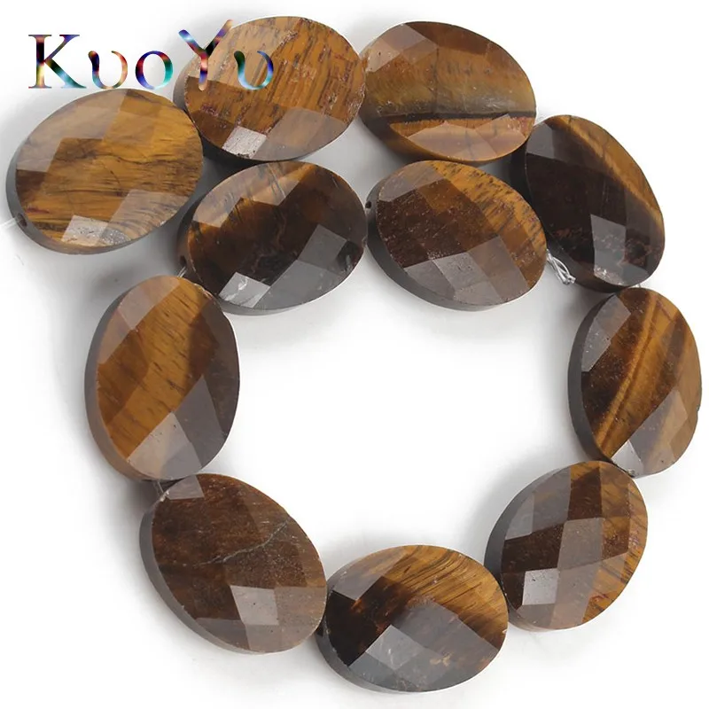 Бусины Из Натурального тигрового глаза с гранями овальной формы незакрепленные