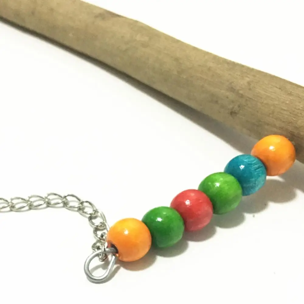 

Pet Bird Parrot 30 Cm Wooden Bell Stand Perch Holder Cage Hanging Swing Molar Chew Toy Wood-colored Bird Entertainment Place