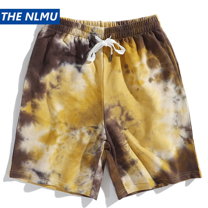 

2021 Hip Hop Harajuku Shorts Streetwear Tie Dye Printed Jogger Short Pants Men Elastic Waist Bottoms Shorts WY695