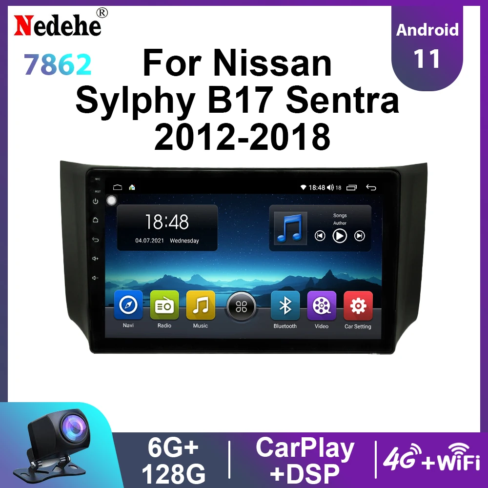Car Radio Multimedia Video Player Android 11 for Nissan Sylphy B17 Sentra 2012-2018 Auto Audio Stereo 2 Din Carplay OLED Screen