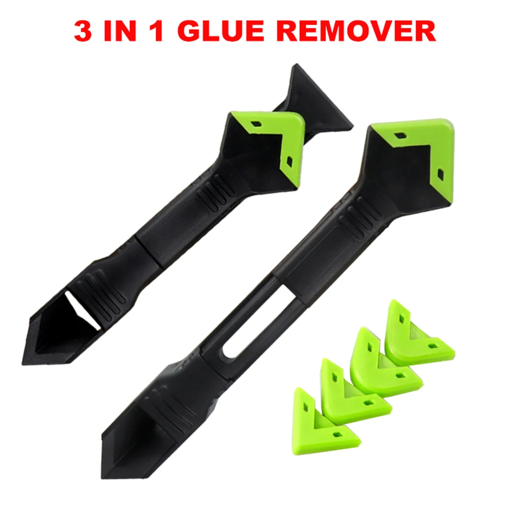 

6pcs 3 in 1 Glass Glue Angle Scraper with Squeegee Heads Tile Gap Refill Agent Sealant Remover Scraper Shovel Caulking Tool