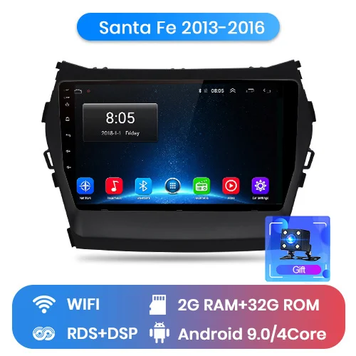 Junsun V1 2G+ 32G Android 9,0 для hyundai Santa Fe 3 2013- автомобильный Радио Мультимедиа Видео плеер навигация gps RDS 2 din dvd - Цвет: 2-32GB for wifi